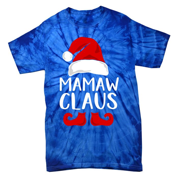 Mamaw Claus Funny Grandma Santa Claus Red Christmas Hat Gift Tie-Dye T-Shirt