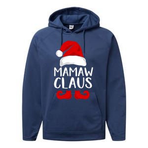 Mamaw Claus Funny Grandma Santa Claus Red Christmas Hat Gift Performance Fleece Hoodie