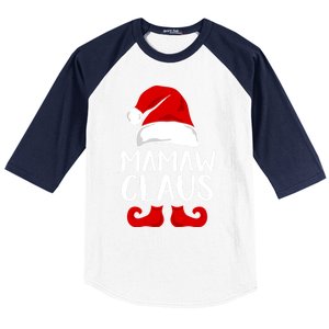 Mamaw Claus Funny Grandma Santa Claus Red Christmas Hat Gift Baseball Sleeve Shirt