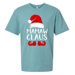 Mamaw Claus Funny Grandma Santa Claus Red Christmas Hat Gift Sueded Cloud Jersey T-Shirt