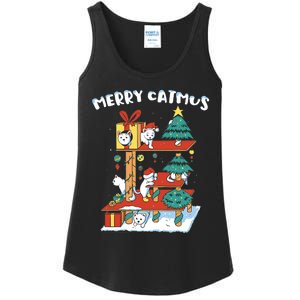 Merry Catmas Funny Cat Mom Cat Dad Christmas Cat Tree Toy Ladies Essential Tank