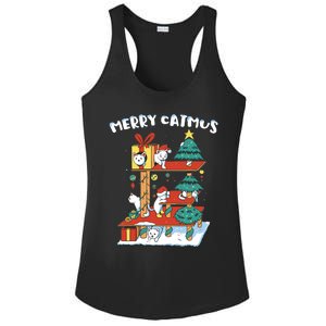 Merry Catmas Funny Cat Mom Cat Dad Christmas Cat Tree Toy Ladies PosiCharge Competitor Racerback Tank