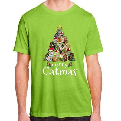 Merry Catmas Funny Cat Mom Cat Dad Christmas Cat Adult ChromaSoft Performance T-Shirt