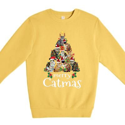 Merry Catmas Funny Cat Mom Cat Dad Christmas Cat Premium Crewneck Sweatshirt