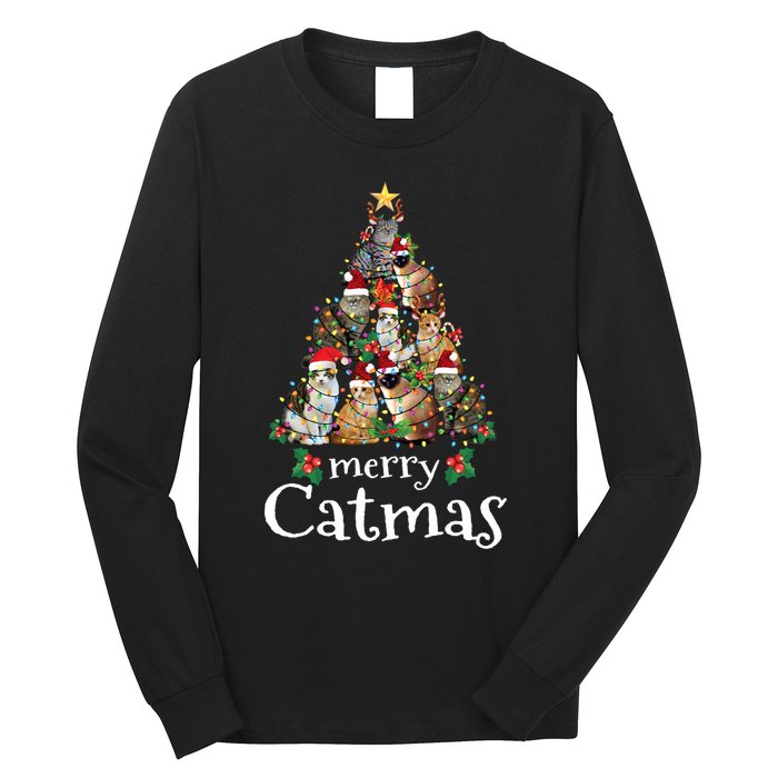 Merry Catmas Funny Cat Mom Cat Dad Christmas Cat Long Sleeve Shirt