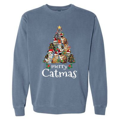 Merry Catmas Funny Cat Mom Cat Dad Christmas Cat Garment-Dyed Sweatshirt