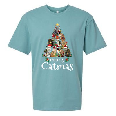 Merry Catmas Funny Cat Mom Cat Dad Christmas Cat Sueded Cloud Jersey T-Shirt