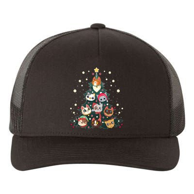 Merry Catmas Funny Christmas Tree Cats Xmas Meow Christmas Yupoong Adult 5-Panel Trucker Hat