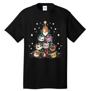 Merry Catmas Funny Christmas Tree Cats Xmas Meow Christmas Tall T-Shirt