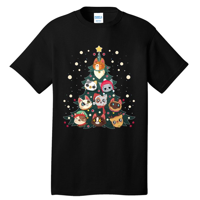 Merry Catmas Funny Christmas Tree Cats Xmas Meow Christmas Tall T-Shirt