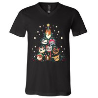 Merry Catmas Funny Christmas Tree Cats Xmas Meow Christmas V-Neck T-Shirt