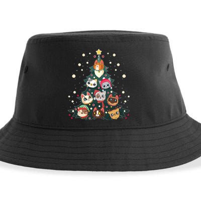 Merry Catmas Funny Christmas Tree Cats Xmas Meow Christmas Sustainable Bucket Hat