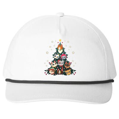 Merry Catmas Funny Christmas Tree Cats Xmas Meow Christmas Snapback Five-Panel Rope Hat