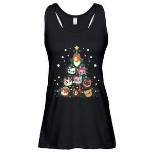 Merry Catmas Funny Christmas Tree Cats Xmas Meow Christmas Ladies Essential Flowy Tank