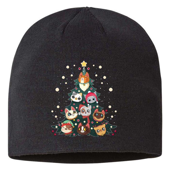 Merry Catmas Funny Christmas Tree Cats Xmas Meow Christmas Sustainable Beanie