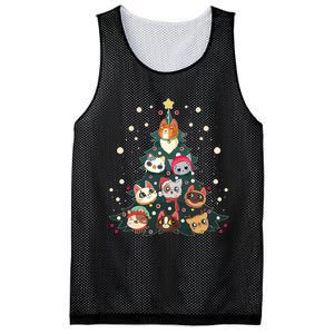 Merry Catmas Funny Christmas Tree Cats Xmas Meow Christmas Mesh Reversible Basketball Jersey Tank