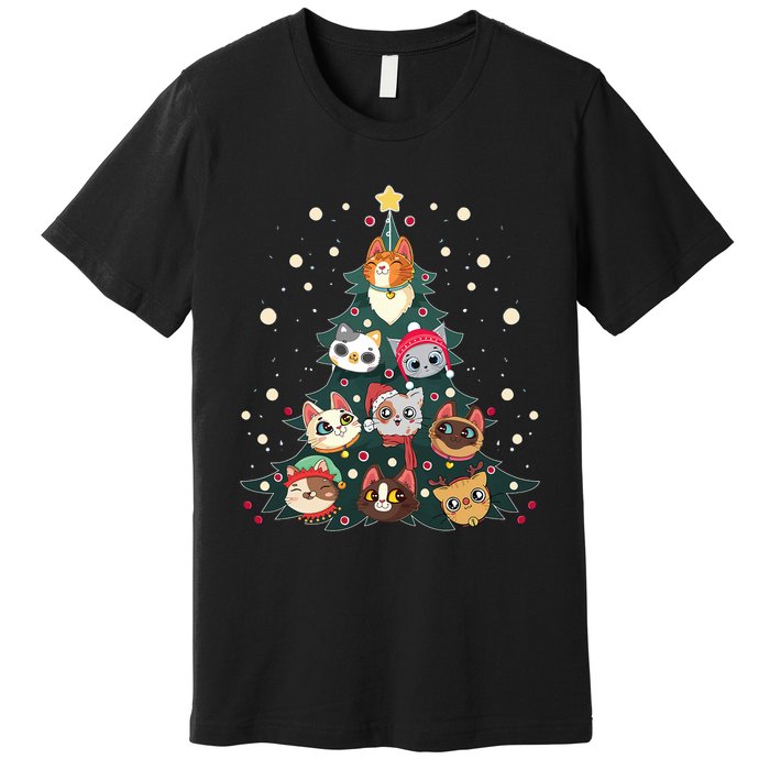 Merry Catmas Funny Christmas Tree Cats Xmas Meow Christmas Premium T-Shirt