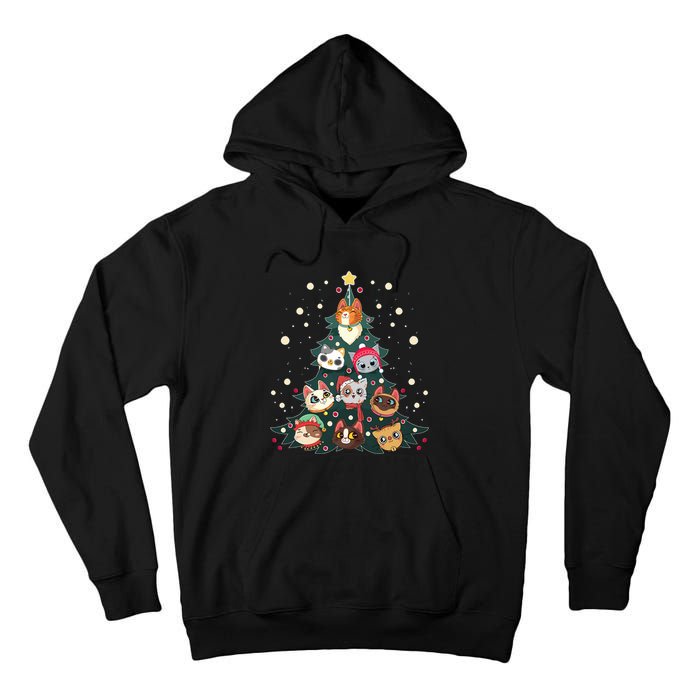 Merry Catmas Funny Christmas Tree Cats Xmas Meow Christmas Tall Hoodie