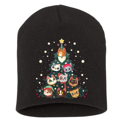 Merry Catmas Funny Christmas Tree Cats Xmas Meow Christmas Short Acrylic Beanie