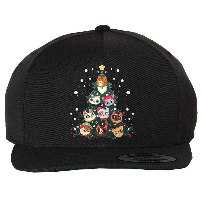 Merry Catmas Funny Christmas Tree Cats Xmas Meow Christmas Wool Snapback Cap