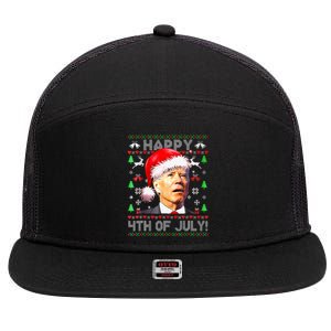 Merry Christmas Funny Joe Biden Happy 4th Of July Ugly Xmas 7 Panel Mesh Trucker Snapback Hat