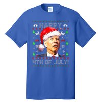 Merry Christmas Funny Joe Biden Happy 4th Of July Ugly Xmas Tall T-Shirt