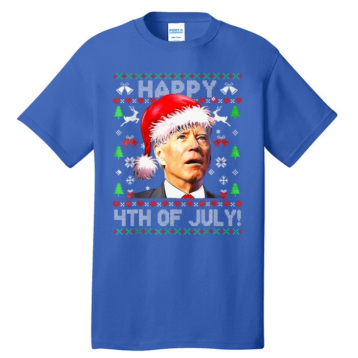 Merry Christmas Funny Joe Biden Happy 4th Of July Ugly Xmas Tall T-Shirt