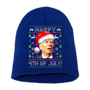 Merry Christmas Funny Joe Biden Happy 4th Of July Ugly Xmas Short Acrylic Beanie