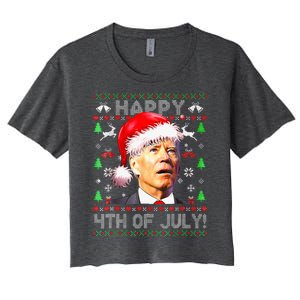 Merry Christmas Funny Joe Biden Happy 4th Of July Ugly Xmas Women's Crop Top Tee