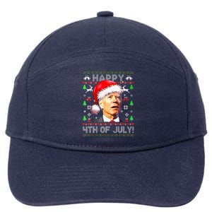 Merry Christmas Funny Joe Biden Happy 4th Of July Ugly Xmas 7-Panel Snapback Hat