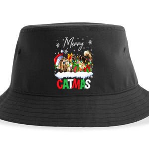 Merry Catmas Funny Cat Dad Cat Mom Christmas Cat Sustainable Bucket Hat