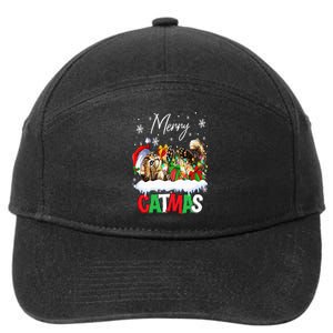 Merry Catmas Funny Cat Dad Cat Mom Christmas Cat 7-Panel Snapback Hat