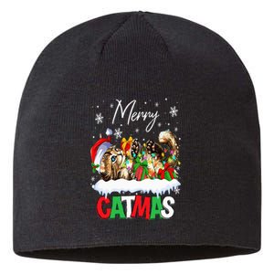 Merry Catmas Funny Cat Dad Cat Mom Christmas Cat Sustainable Beanie