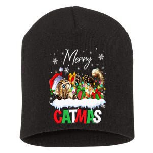 Merry Catmas Funny Cat Dad Cat Mom Christmas Cat Short Acrylic Beanie