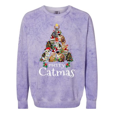 Merry Catmas Funny Cat Mom Cat Dad Christmas Cat Colorblast Crewneck Sweatshirt