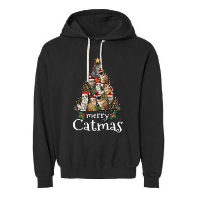 Merry Catmas Funny Cat Mom Cat Dad Christmas Cat Garment-Dyed Fleece Hoodie