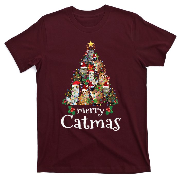 Merry Catmas Funny Cat Mom Cat Dad Christmas Cat T-Shirt