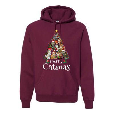 Merry Catmas Funny Cat Mom Cat Dad Christmas Cat Premium Hoodie