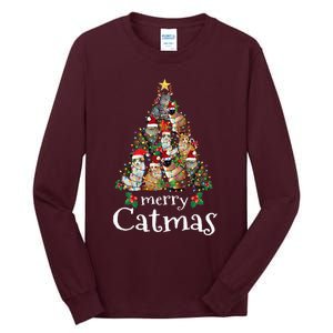 Merry Catmas Funny Cat Mom Cat Dad Christmas Cat Tall Long Sleeve T-Shirt