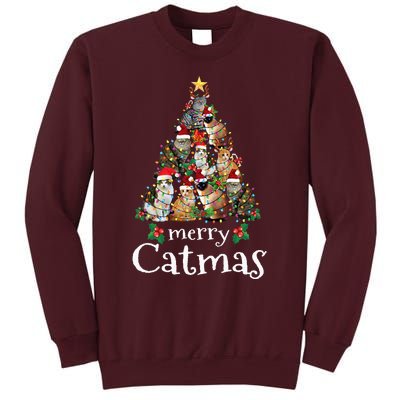 Merry Catmas Funny Cat Mom Cat Dad Christmas Cat Tall Sweatshirt