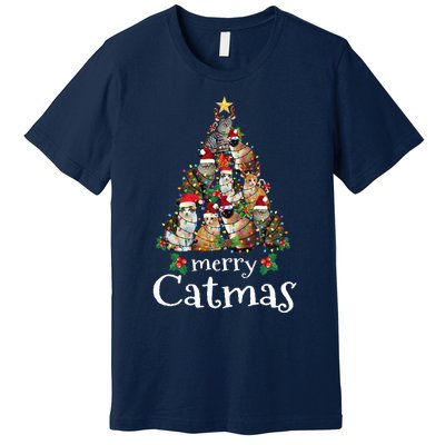 Merry Catmas Funny Cat Mom Cat Dad Christmas Cat Premium T-Shirt