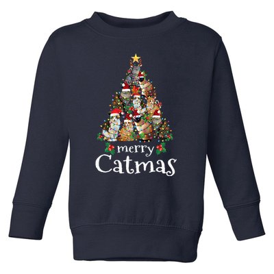 Merry Catmas Funny Cat Mom Cat Dad Christmas Cat Toddler Sweatshirt