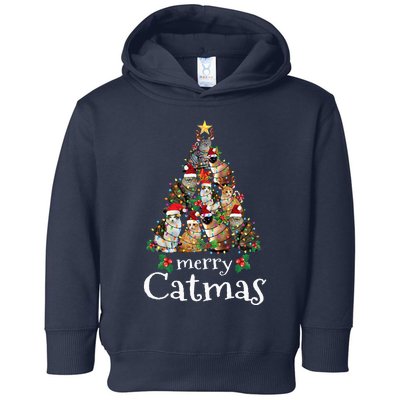 Merry Catmas Funny Cat Mom Cat Dad Christmas Cat Toddler Hoodie