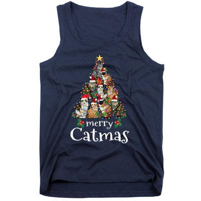 Merry Catmas Funny Cat Mom Cat Dad Christmas Cat Tank Top