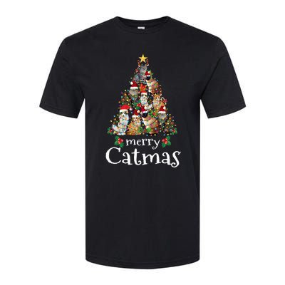 Merry Catmas Funny Cat Mom Cat Dad Christmas Cat Softstyle CVC T-Shirt