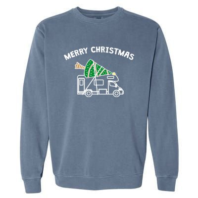 Merry Christmas Funny Camper Rv Camping Christmas Gift Garment-Dyed Sweatshirt