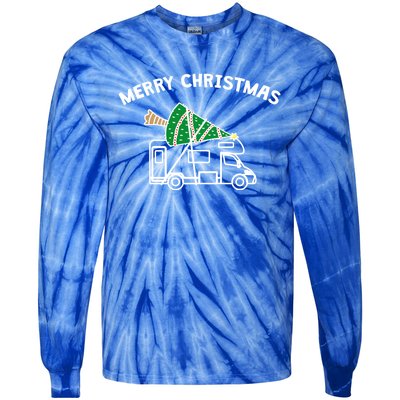 Merry Christmas Funny Camper Rv Camping Christmas Gift Tie-Dye Long Sleeve Shirt