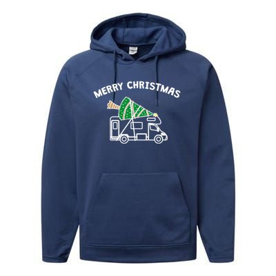 Merry Christmas Funny Camper Rv Camping Christmas Gift Performance Fleece Hoodie