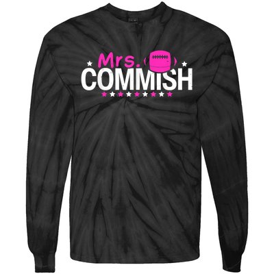 Mrs Commish Funny Fantasy Football Commissioner Tie-Dye Long Sleeve Shirt