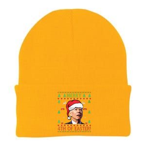 Merry Christmas Funny Joe Biden Happy 4th Of July Ugly Xmas Knit Cap Winter Beanie